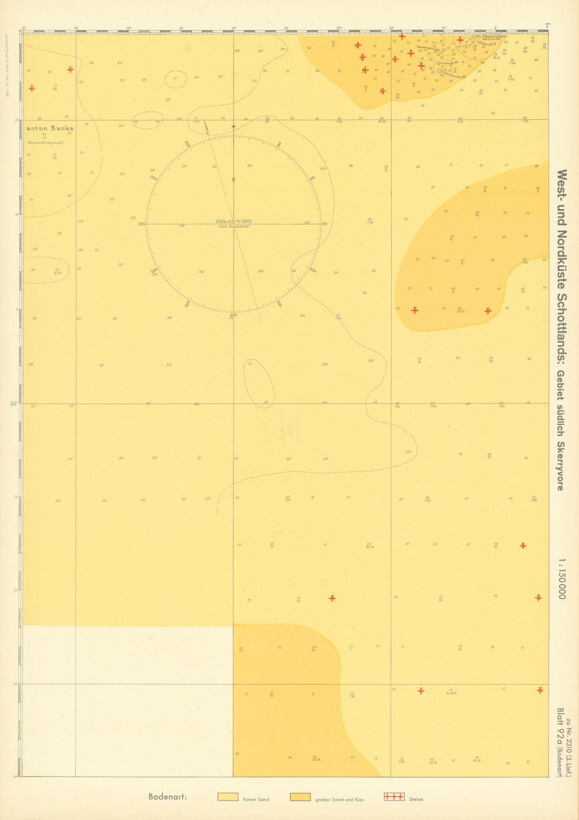 92a. Atlantic south of Skerryvore. Scotland. KRIEGSMARINE Nazi map 1940